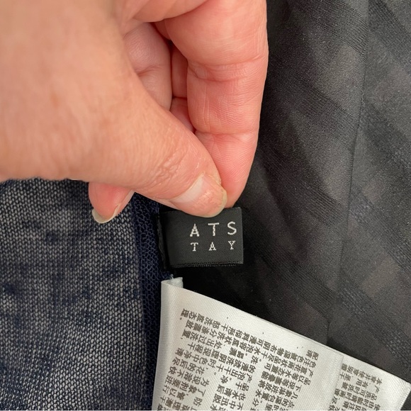 ATSURO TAYAMA Cardigan Size US 4 EUR 36 Open Front Linen Blend Blue/Black - Picture 12 of 13